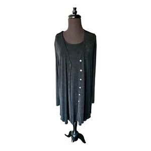 Rabbit Rabbit Rabbit Black Slinky Slip On Dress And Cardigan Set Size 2